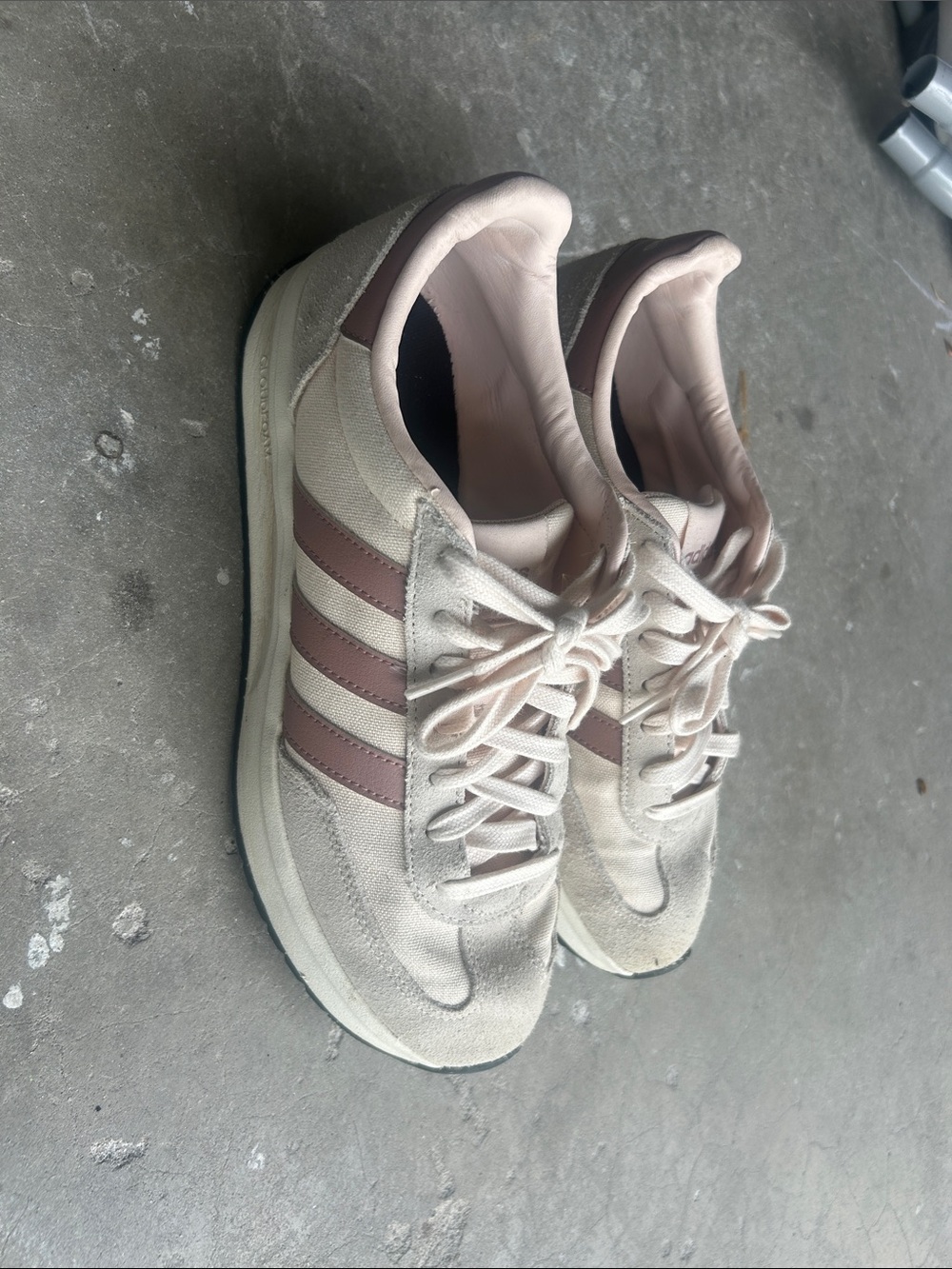 Adidas women Casual Lace-Up Sneakers in Light Pink and Cream